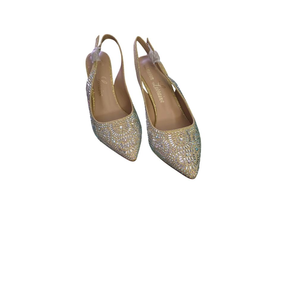 Lauren Lorraine Rachel Sling back embellished pump in nude 9
